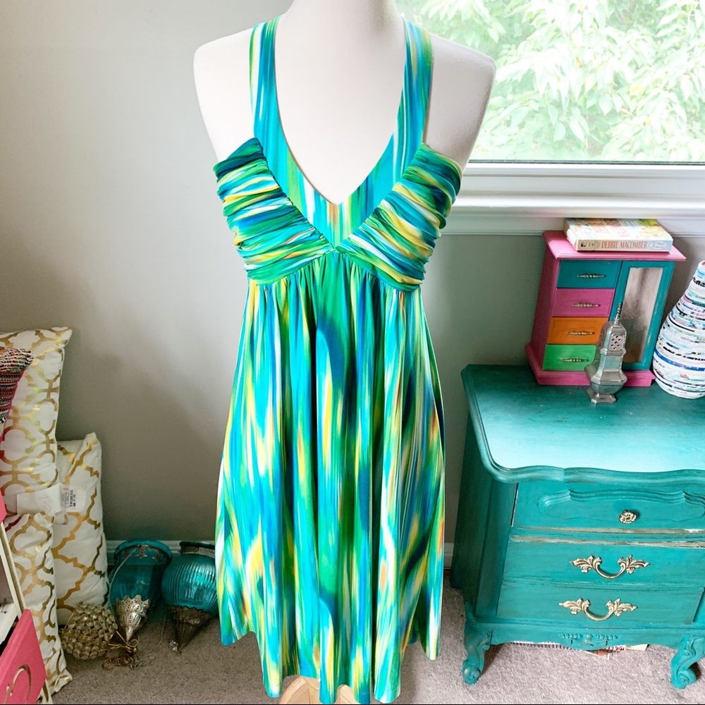 Y2K Calvin Klein Blue & Yellow Summer Dress